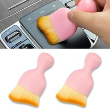 2PCS Car Interior Detailing Brush with Soft Bristles, Curved Desig Color: Pink