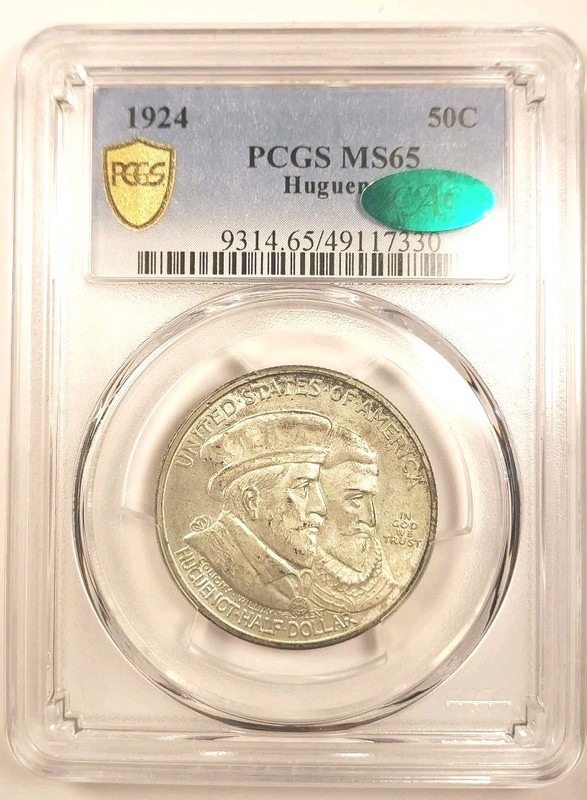 1924 Huguenot Commemorative Half Dollar PCGS MS65 CAC High Grade
