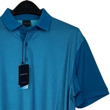 NEW Dunning Golf Mens Medium Performance Polo Shirt Coolmax Laguna Ocean Blue