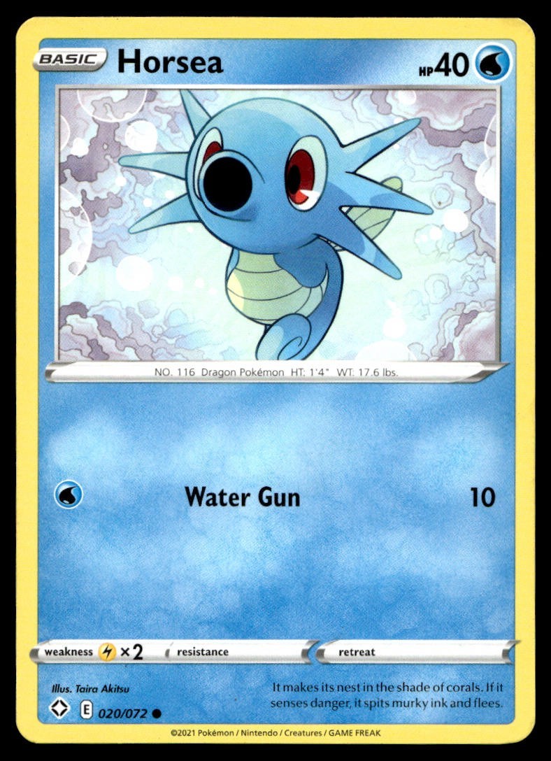 Horsea 20/72 Pokemon Card Shining Fates Common 40 HP Lightly Played GM