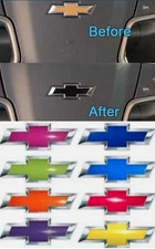 Precut Steering Wheel Bowtie Overlay Color Decal 2014- 2026 Chevy Silverado (2)