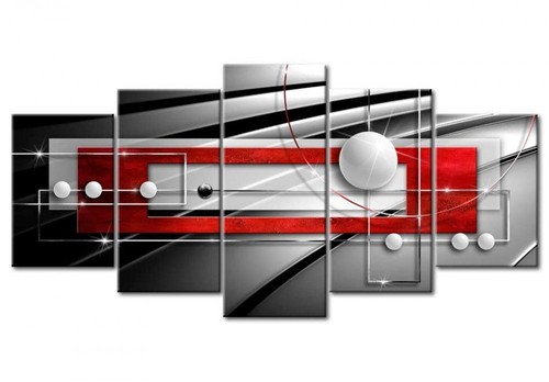 Abstract Wall Art Canvas Red and Black 5 Pieces for Bedroom Decor Modern Simp... - Picture 2 of 8