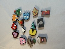 Lot of 15 Crocs Jibbitz Charms Pac-Man Campfire Coffee Tree Camera
