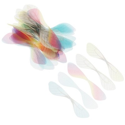 50Pcs Handmade Dragonfly Wing Decors Assorted Colors for Earrings and Crafts