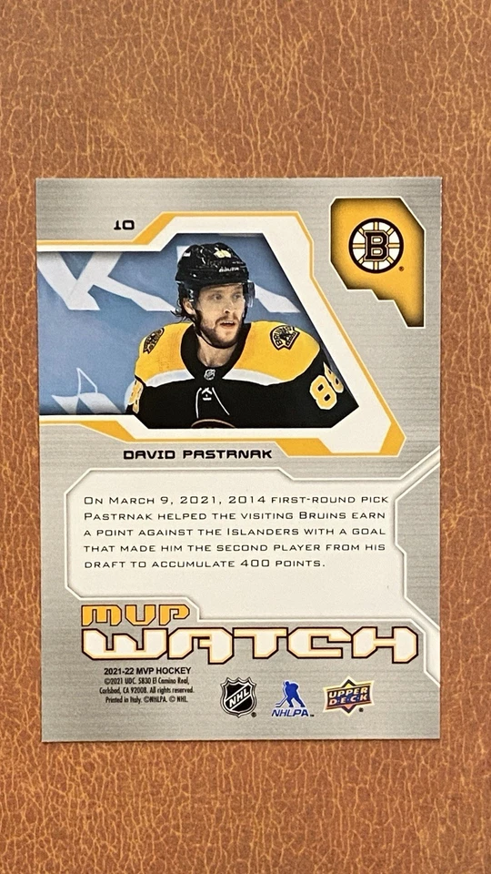 2021-22 Upper Deck MVP - 20th Anniversary David Pastrnak #10 - Boston Bruins - Image 2 of 2