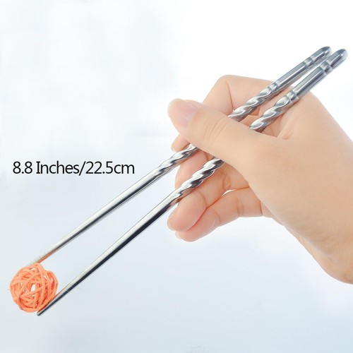Metal Steel Chopstick Stainless Steel Spiral Chopsticks 8.8 Inches Long Lightwei - Picture 2 of 7