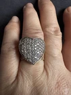 Vintage Hallmark 925 Sterling Silver Cz Heart Chain Style  Ring -UK Size O 9.42g