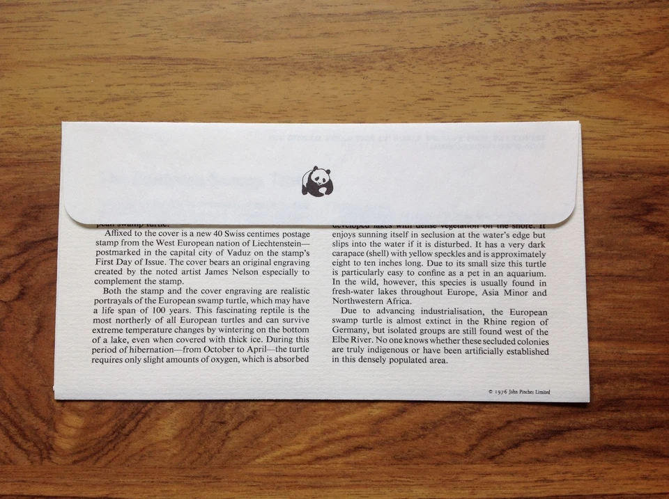 1976  WWF Turtle First Day Cover , Liechtenstein pmk with insert. Free UK P&P - Image 2 of 3