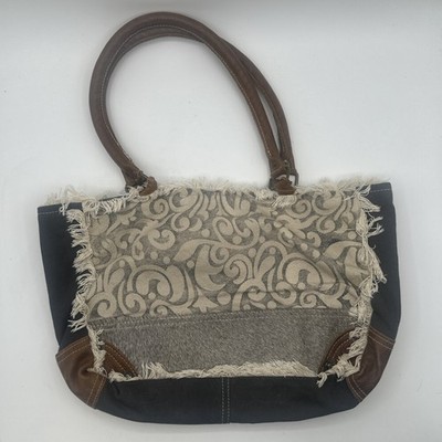 Myra Shoulder Bag Gray Fringe Leather Boho Hippie Western Top Handle