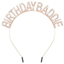 Rose Gold Birthday Tiara Crown for Women  Girls Baddie Headband Party Accessory