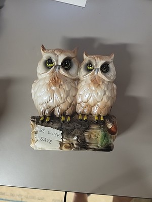 Brinn's Pittsburgh PA. Vintage Made In Japan Be Wise Save Ceramic Owl Bank