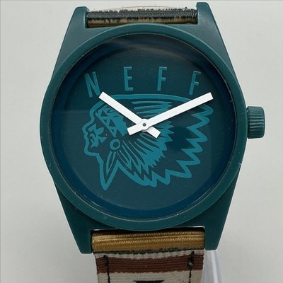 Neff Daily Mens Watch 41mm Blue Dial Fabric Strap Pattern Band 5ATM New Battery