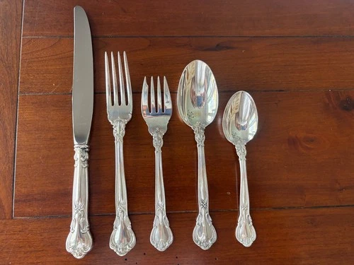 RARE DINNER SIZE MINT 5PC GORHAM CHANTILLY STERLING SILVER SETTING SET 243 GRAMS