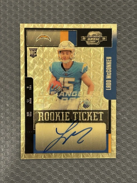 2024 Contenders Optic GOLD VINYL Auto Ladd McConkey 1/1 Rookie Ticket 1 OF 1 RC