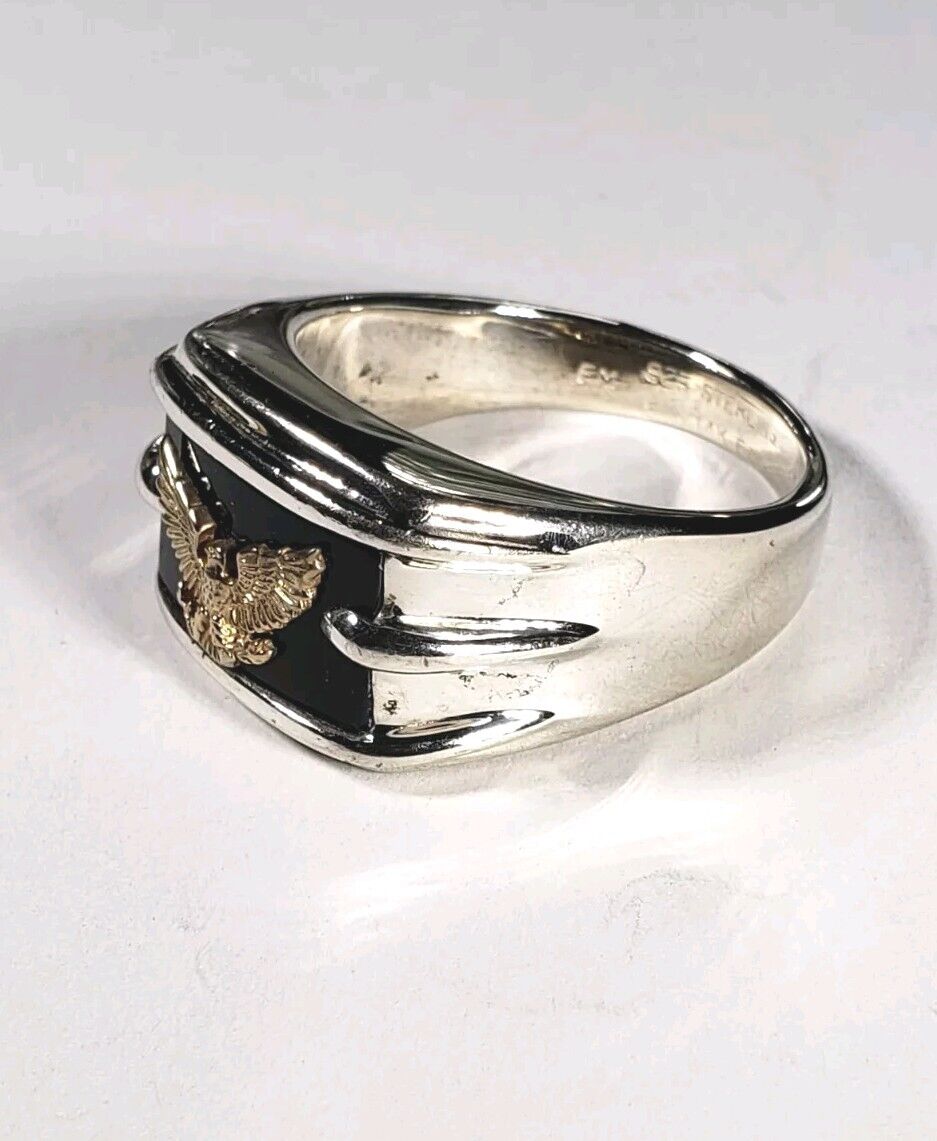 Large FM FRANKLIN MINT 585 14k GOLD EAGLE Men's Onyx Large FM FRANKLIN MINT 585 14k GOLD EAGLE Men's Onyx