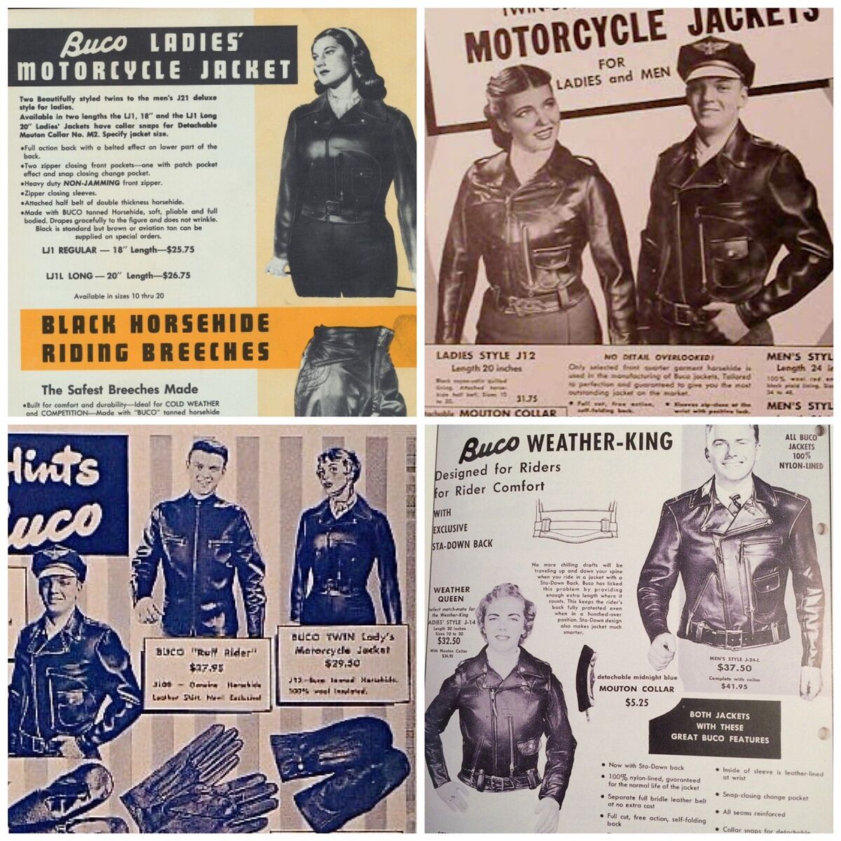 Buco J-12 J-14 Horsehide Leather Jacket 40s 50s Moto S Biker Buco J-12 J-14 Horsehide Leather Jacket 40s 50s Moto S Biker