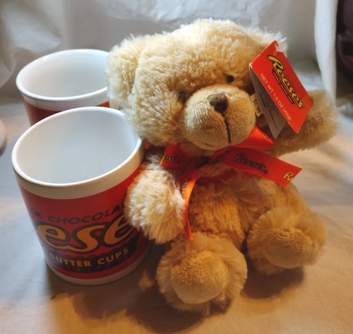 3 Reese's Coffee Mugs 2 Gallerie & 1 Bilico Corp & Miniature Plush Reese's Bear - Picture 6 of 7