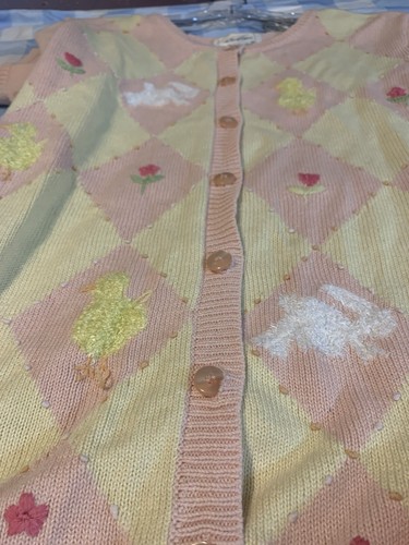 SZ Large Easter / Spring Sweater : Bunnies,Chicks, Tulips42" x 23" by N Stitches - Picture 7 of 14