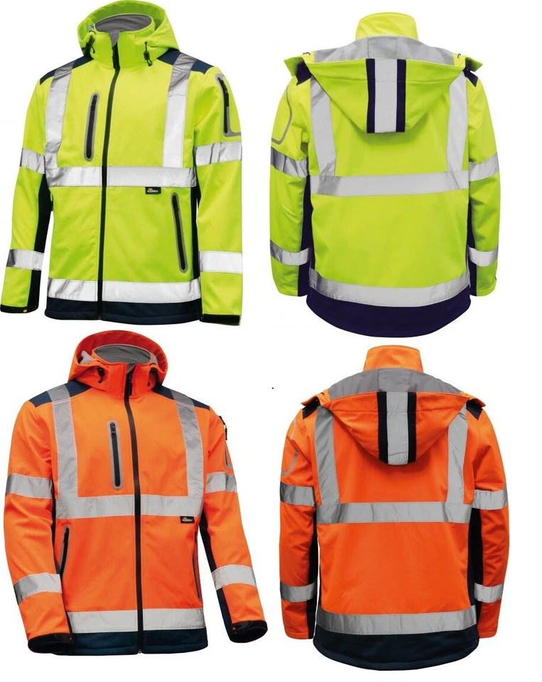 VIZWELL Warnschutz Softshelljacke 2- farbig Gr. S - 5XL mit abnehmbarer Kapuze NEU