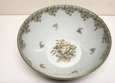 LIMOGES FRANCE 2 ITEMS: VEGETABLE BOWL DISH LEAF SHAPE GOLD ROSES VINTAGE EXCELL