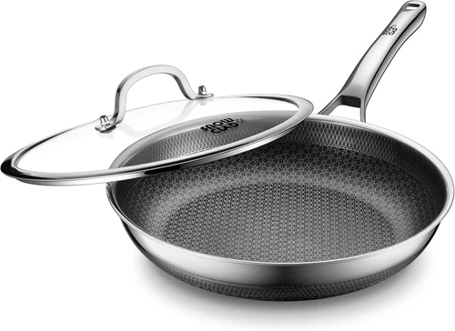 Non Stick Frying Pans,Hybrid 12 inch Frying Pans Nonstick with Lid,PFOA Free