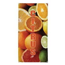 Vertical Vinyl Banner Multiple Sizes Citrus Food and Drink Restaurant and Food