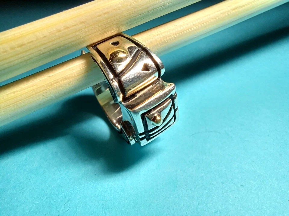 Anel John Atencio JA, prata esterlina ouro 18K, excelente, 10,35 gramas - Imagem 2 de 4