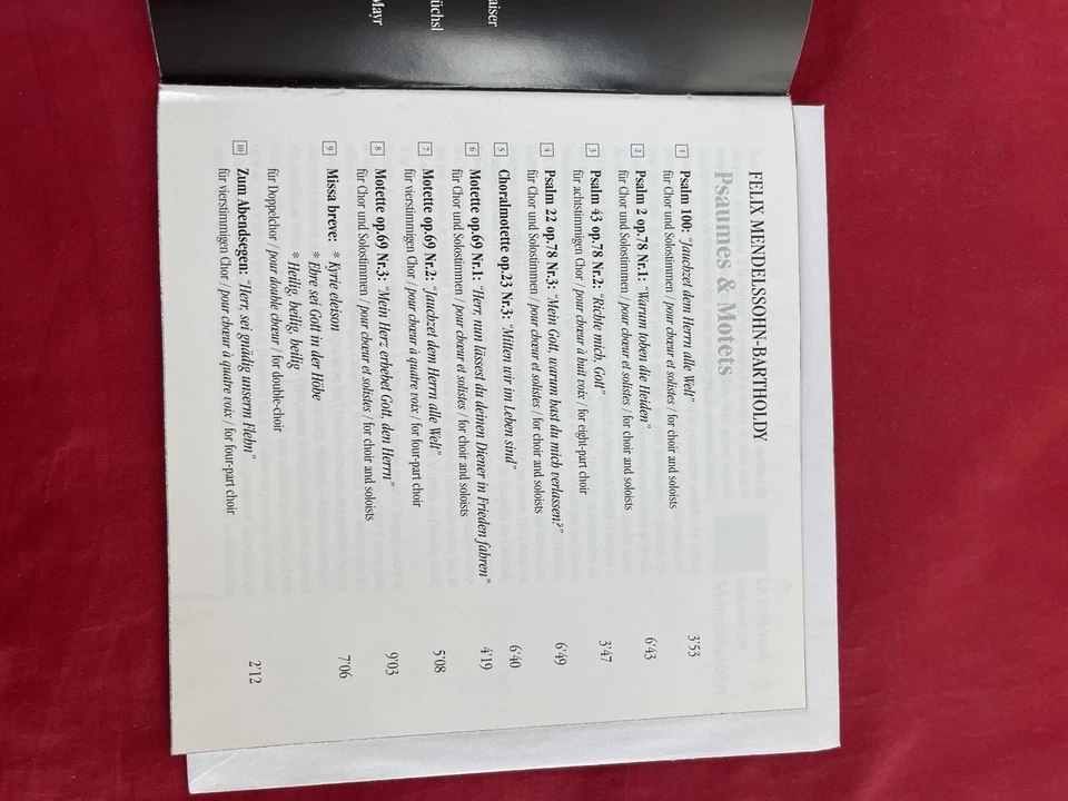 CD clásico Felix Mendelssohn-Bartholdy Motets Psaume 100 Missa Breve Creed Foto 4 de 4