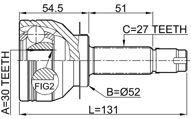 Junta exterior CV 30X53,6X27 febrero 0810-B13 OEM 28393-AG002 Foto 2 de 3