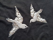 Bonmarche Women's Black Thin Jumper with Silver Sequin Birds - Size 20 - bobbly