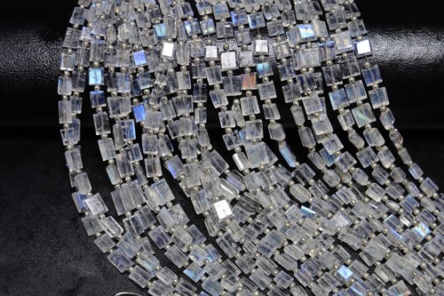 Rainbow Moonstone Faceted Beads Baguette Shape Natural Blue Fire Rainbow 9''inch - Picture 5 of 8