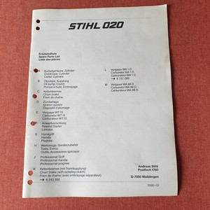 Ersatzteilliste für STIHL Motorsäge 020,GEBRAUCHT