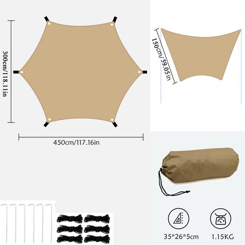 Camping Zeltplane 3mx4.5m Tarp Tragbar Sonnensegel mit Zeltstangen Sonnenschutz - Bild 9 von 12