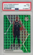 Kevin Durant 2019 Panini Mosaic Green Mosaic Prizm PSA 8