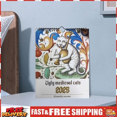 Medieval Cat Calendar 2025 12-Month Calendar Ugly Medieval Cats 2025 Calendar SN