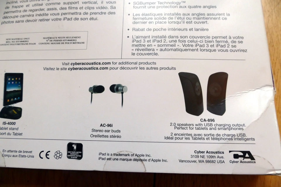 Cyber Acoustics Apple iPad 2, 3 Carrying Folding Case Portfolio  IC-1053HT - NEW - Image 4 of 4