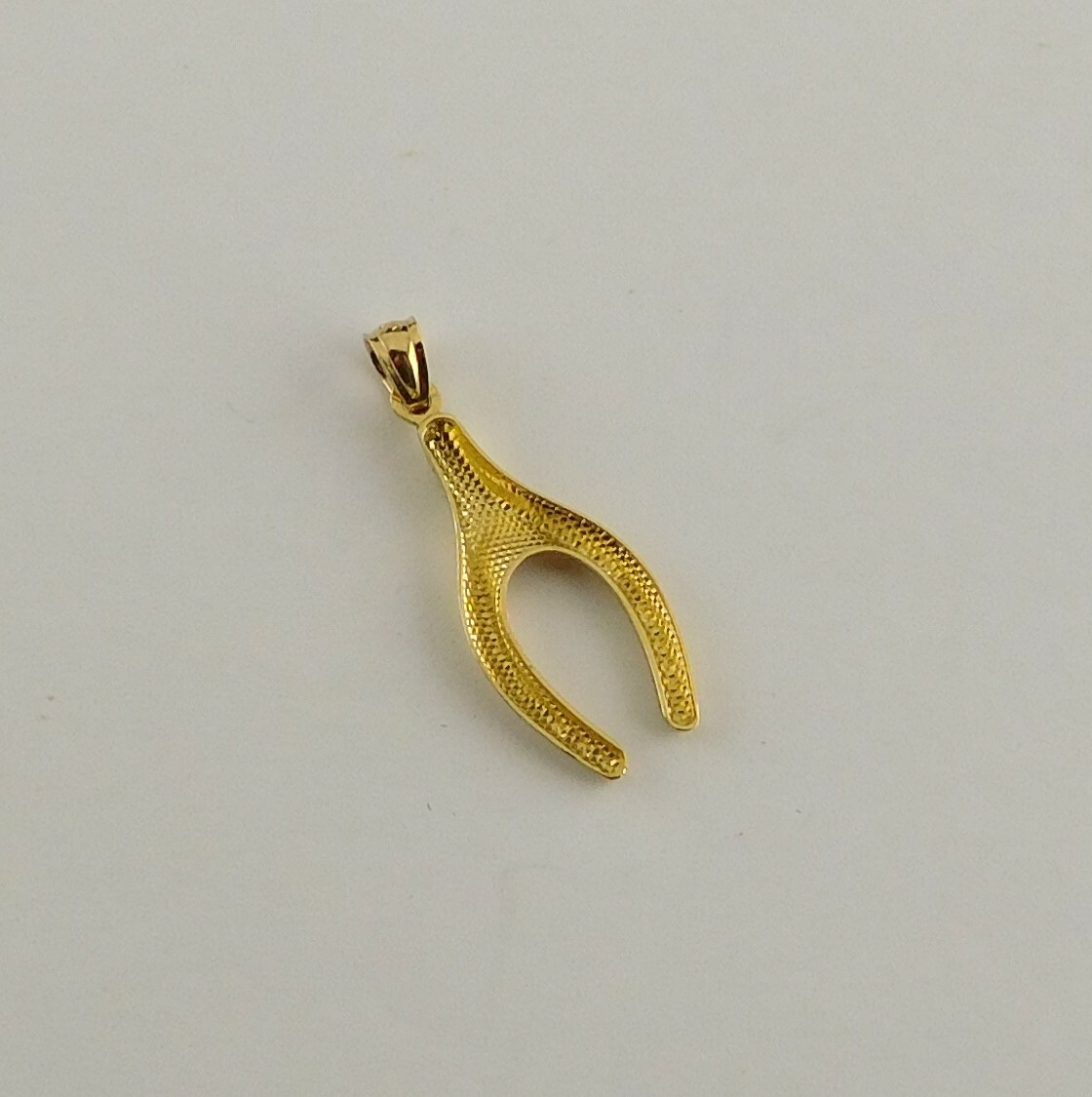 14K Yellow Gold wishbone Pendant - image 2