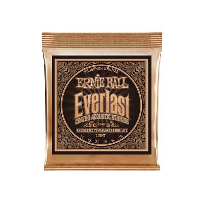 Ernie Ball Everlast Coated Phosphor Bronze Acoustic Guitar Strings, Light, 11-52
