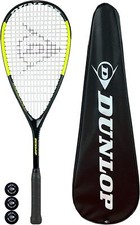 Dunlop Hypermax Pro Ti Squash Racket + Cover & 3 Squash Balls
