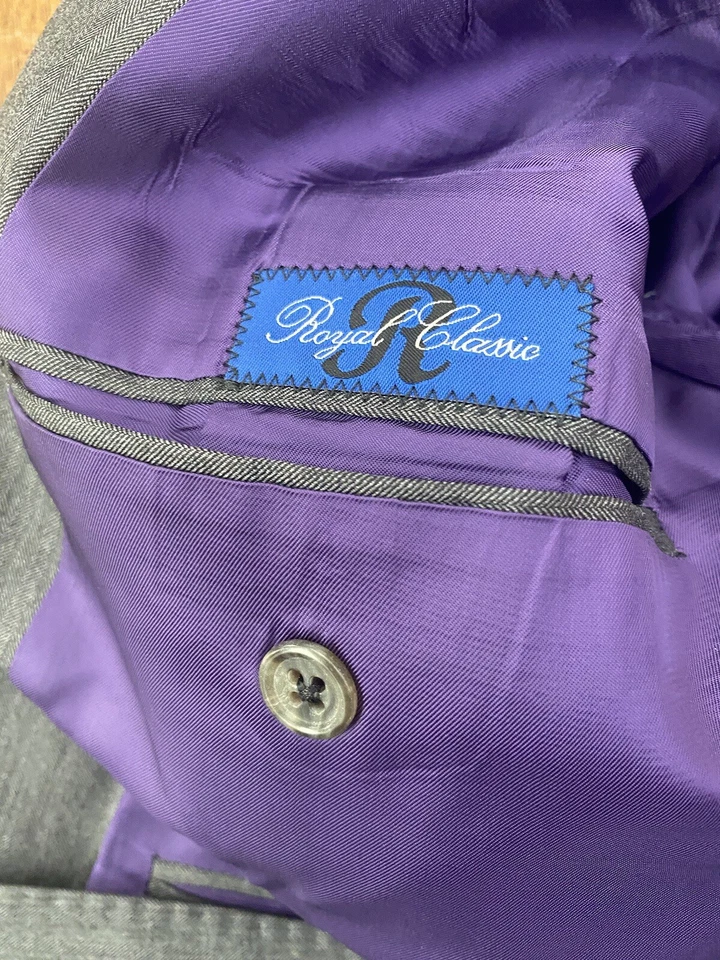 Holland & Sherry BESPOKE 灰色羊毛运动外套西装外套 44R 羊毛 — 第 4/4 张图片