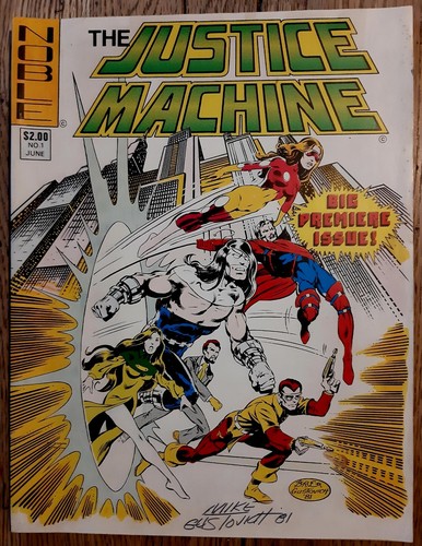 The Justice Machine #1-5 1981 Noble Comics/firmato 2x MIKE GUSTOVICH + blu cobalto - Foto 3 di 24