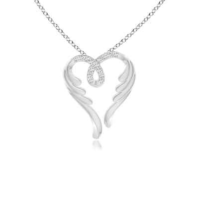 ANGARA 0,07 kt im Labor gezüchteter Diamant Engel Herz Anhänger Halskette in 14 K massivem Gold