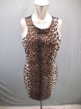 FOREVER 21 Size L Women Animal Print Back Zip Sleeveless Short Bodycon Dress 906