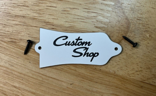 GUITAR TRUSS ROD COVER For GIBSON CUSTOM SHOP WHITE BLACK TEXT FITS OTHERS - Picture 2 of 4