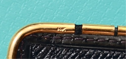 VINTAGE CARTIER 14K SOLID YELLOW GOLD RIM CROCODILE CHECKBOOK WALLET BIFOLD - Picture 9 of 12