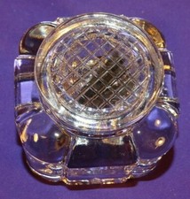 HERMOSO TINTERO DE CRISTAL CON TAPA PATRÓN DE GOFRES EN TAPA Y BASE + 7 BOLÍGRAFOS NUEVOS EN CAJA