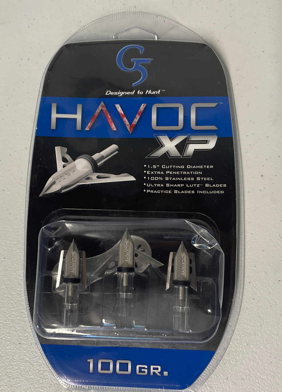 Set of 3 G5 Havoc XP Broadheads 100 grain Expandable 1.5" Bows Low