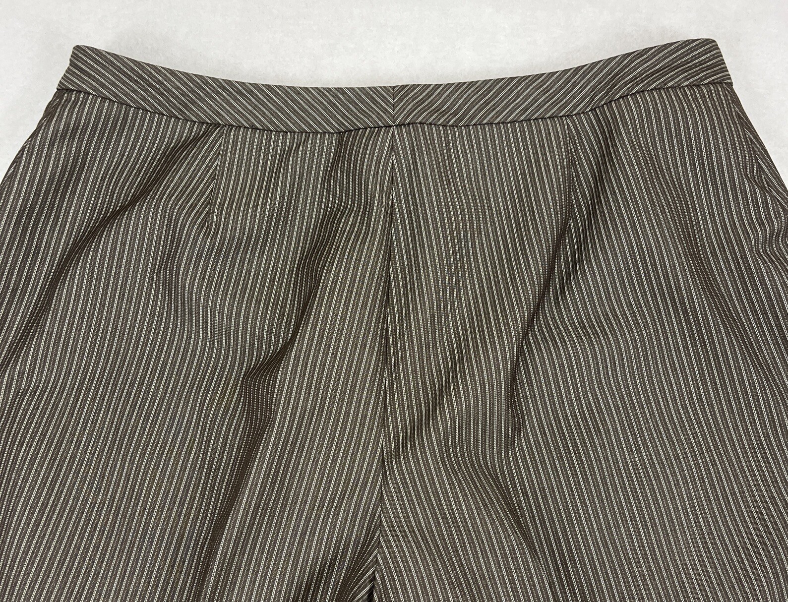 Le Suit Brown W/Sparkle Silver Stripes Lined Wide Leg Pant Suit Women’s 16