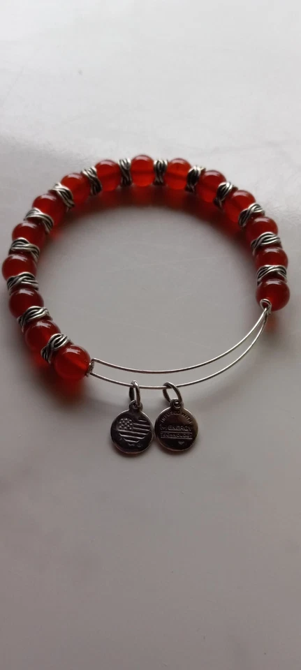 Alex And Ani Independence, Red Earth Bangle Bracelet W/ Silver Tone Spacers - Image 2 of 4