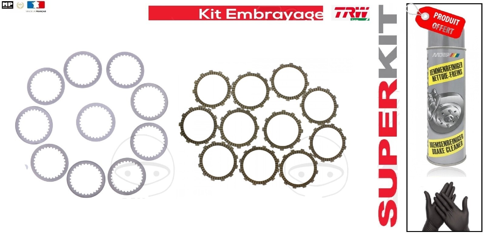Kit embrayage renforcé Benelli TNT 899 S Sport disques lisses et garnis en acier au carbone
